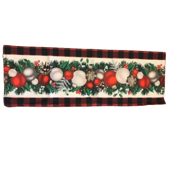 Christmas Table runner 13x72in Red & Black Buffalo Check Plaid Woven Polyester - Picture 2 of 2